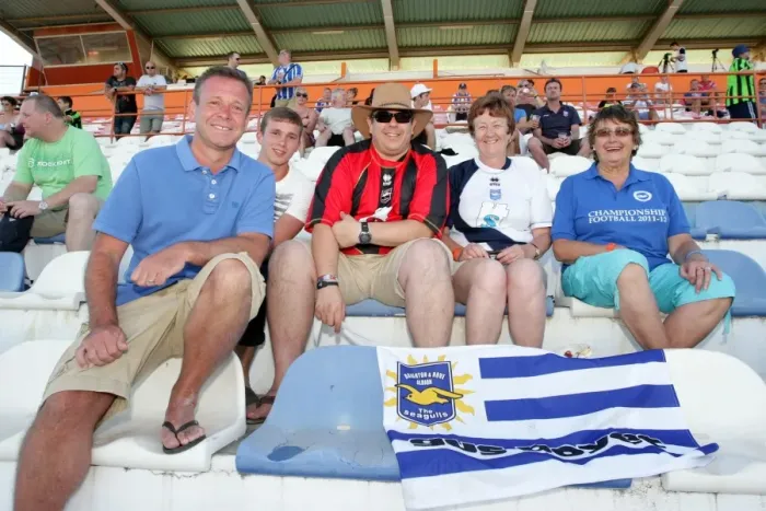 Framed Print : Brighton and Hove Albion FC: Electric Atmosphere in the Stands - Portugal Pre-season 2011-12