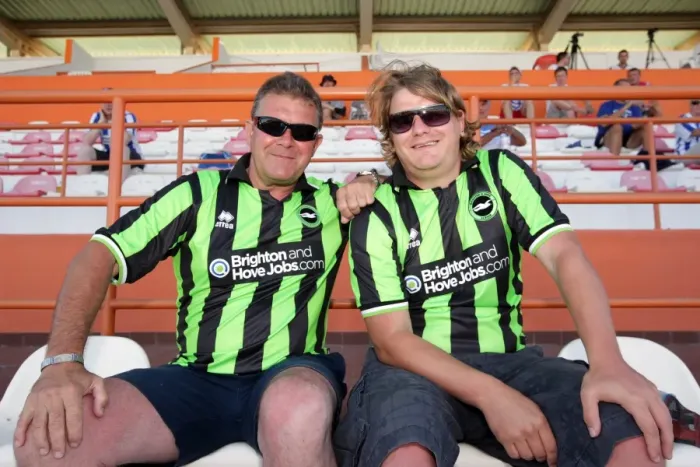 Framed Print : Brighton and Hove Albion FC: Electric Atmosphere in the Stands - Portugal Pre-season 2011-12