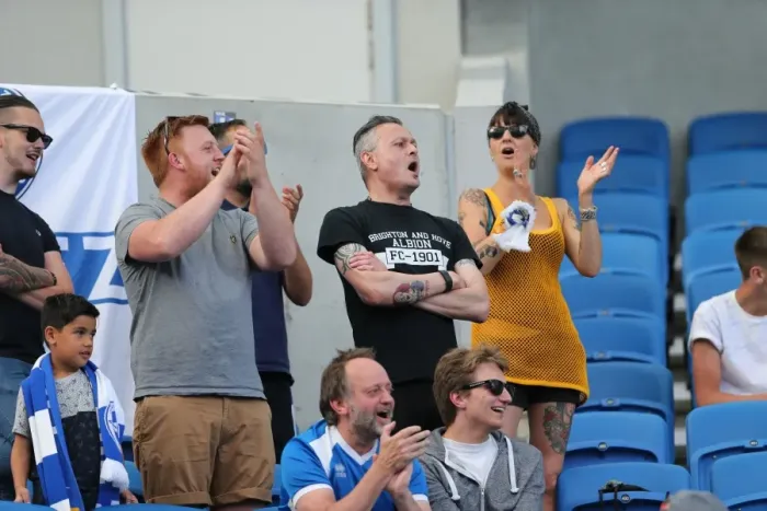 Framed Print : Brighton and Hove Albion FC Fans in Action during Sevilla FC Pre-season Friendly, 2015 Framed Print : Brighton and Hove Albion FC Fans in Action during Sevilla FC Pre-season Friendly, 2015