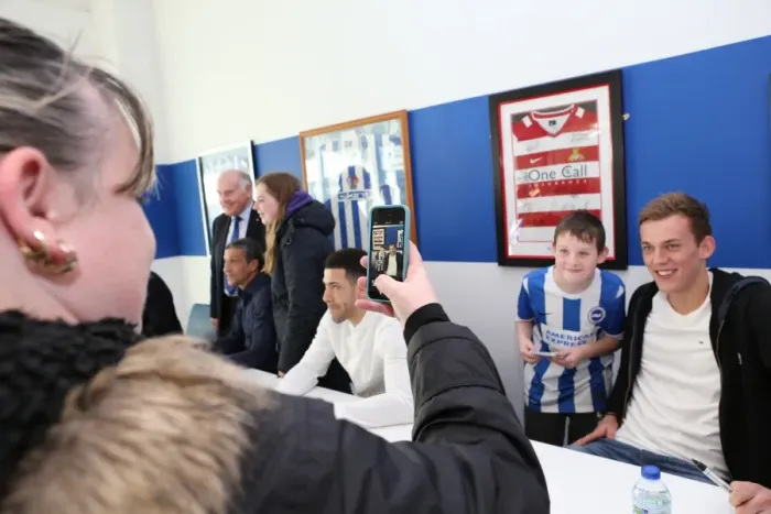 Framed Print : Brighton & Hove Albion FC: Meet and Greet with Chris Hughton, Colin Calderwood, Leon Best, and Christian Walton (17FEB15)