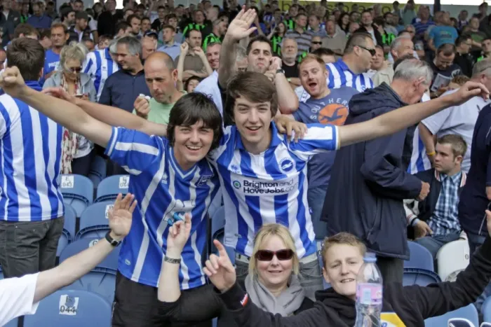 Framed Print : Brighton and Hove Albion FC at Portsmouth: Away Day Crowd Shots (2011-12)