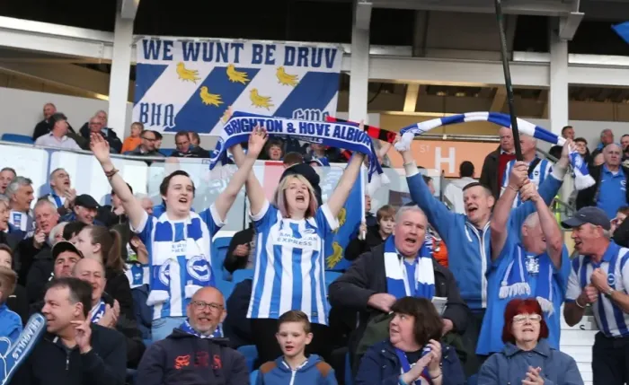 Framed Print : Brighton and Hove Albion FC: A Sea of Colors as Fans Roar Against Huddersfield Town (14APR15) Framed Print : Brighton and Hove Albion FC: A Sea of Colors as Fans Roar Against Huddersfield Town (14APR15)