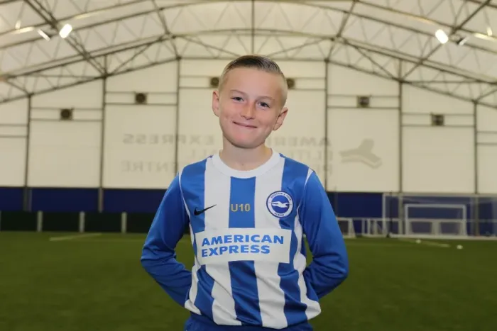 Framed Print : Brighton & Hove Albion FC U10 Academy Team - Season 2015-16: Thumbs Up for Thursday's Headshot Session