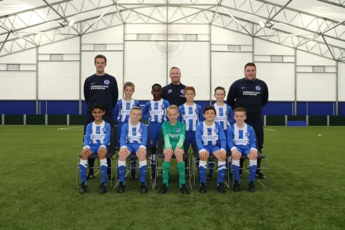 Framed Print : Brighton & Hove Albion FC U10 Academy Team - Season 2015-16: Thumbs Up for Thursday's Headshot Session