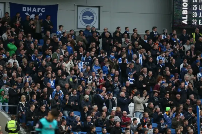 Framed Print : Brighton and Hove Albion FC: Unwavering Support Against Wigan Athletic in Sky Bet Championship (8 November 2014)