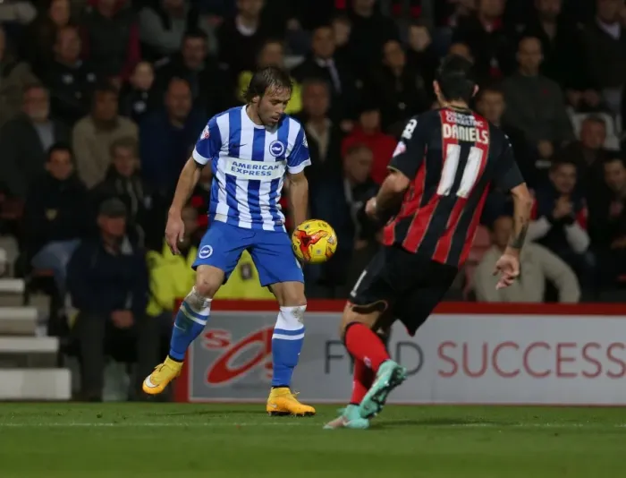 Framed Print : Brighton & Hove Albion: Inigo Calderon at American Express Community Stadium vs Bournemouth, SkyBet Championship, 1st November 2014 Framed Print : Brighton & Hove Albion: Inigo Calderon at American Express Community Stadium vs Bournemouth, SkyBet Championship, 1st November 2014