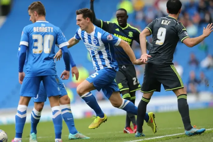 Framed Print : Brighton & Hove Albion: Lewis Dunk Secures Possession Against Middlesbrough Framed Print : Brighton & Hove Albion: Lewis Dunk Secures Possession Against Middlesbrough