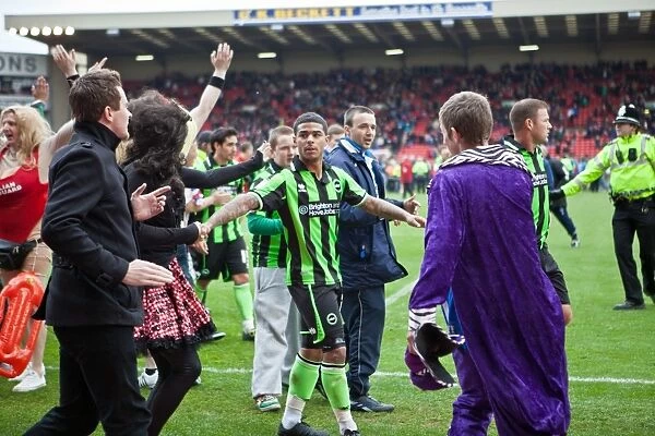 Brighton & Hove Albion: Liam Bridcutt Celebrates with Fans After Securing Promotion vs Barnsley (April 28, 2012)