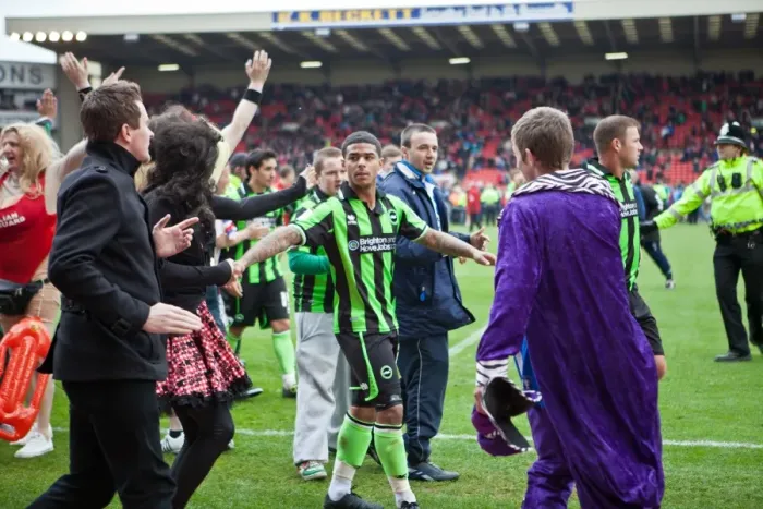 Framed Print : Brighton & Hove Albion: Liam Bridcutt Celebrates with Fans After Securing Promotion vs Barnsley (April 28, 2012) Framed Print : Brighton & Hove Albion: Liam Bridcutt Celebrates with Fans After Securing Promotion vs Barnsley (April 28, 2012)