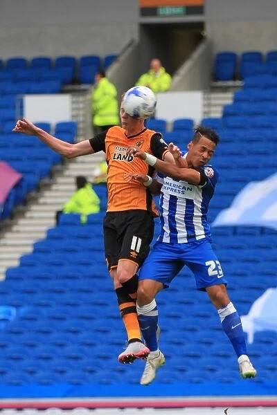 Brighton & Hove Albion: Liam Rosenior and Sam Clucas Battle for the Ball in Sky Bet Championship Match against Hull City (12SEP15)