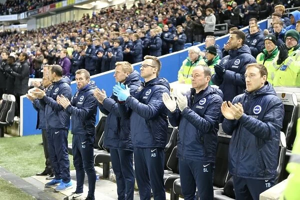 Brighton and Hove Albion: Management Team's Post-Match Applause in Sky Bet Championship Clash vs. Derby County (3 March 2015)