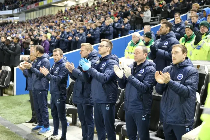 Framed Print : Brighton and Hove Albion: Management Team's Post-Match Applause in Sky Bet Championship Clash vs. Derby County (3 March 2015) Framed Print : Brighton and Hove Albion: Management Team's Post-Match Applause in Sky Bet Championship Clash vs. Derby County (3 March 2015)