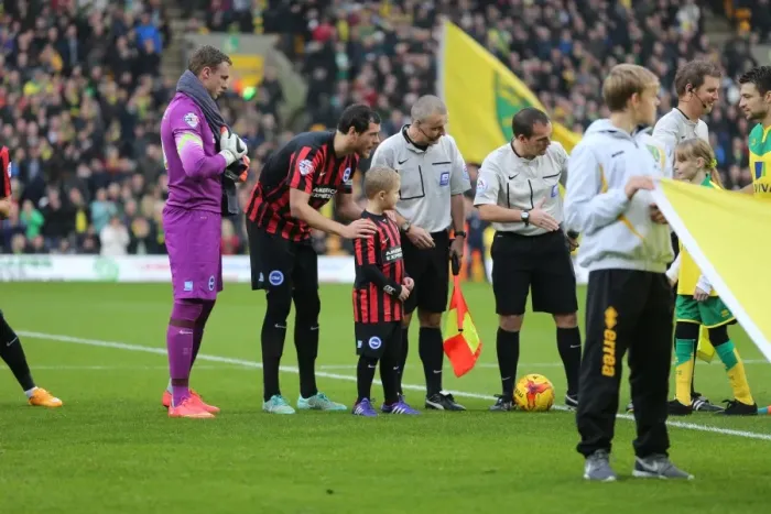 Framed Print : Brighton & Hove Albion Mascot at Norwich City's Carrow Road during Sky Bet Championship Match, 22nd November 2014