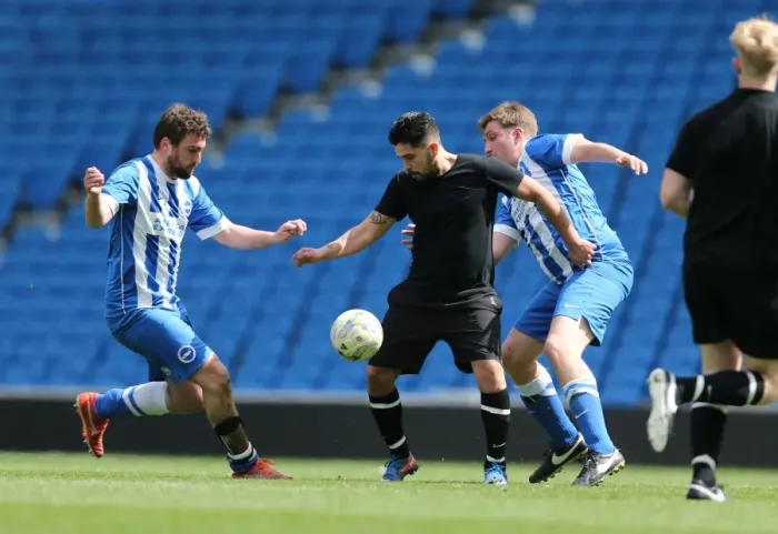 Framed Print : Brighton & Hove Albion: Play on the Pitch - 28 April 2015, American Express Community Stadium Framed Print : Brighton & Hove Albion: Play on the Pitch - 28 April 2015, American Express Community Stadium