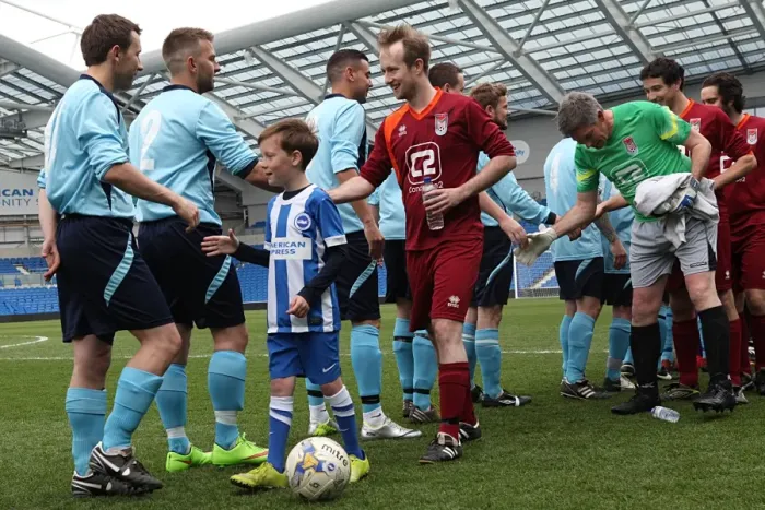 Framed Print : Ten Brighton & Hove Albion Players in Action during the May 1, 2015 Match