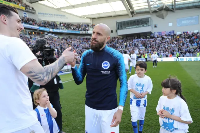 Framed Print : Brighton & Hove Albion: Premier League Survival Celebration - Players Lap of Appreciation (12 May 2019)