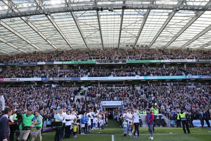 Framed Print : Brighton & Hove Albion: Premier League Survival Celebration - Players Lap of Appreciation (May 2019) Framed Print : Brighton & Hove Albion: Premier League Survival Celebration - Players Lap of Appreciation (May 2019)