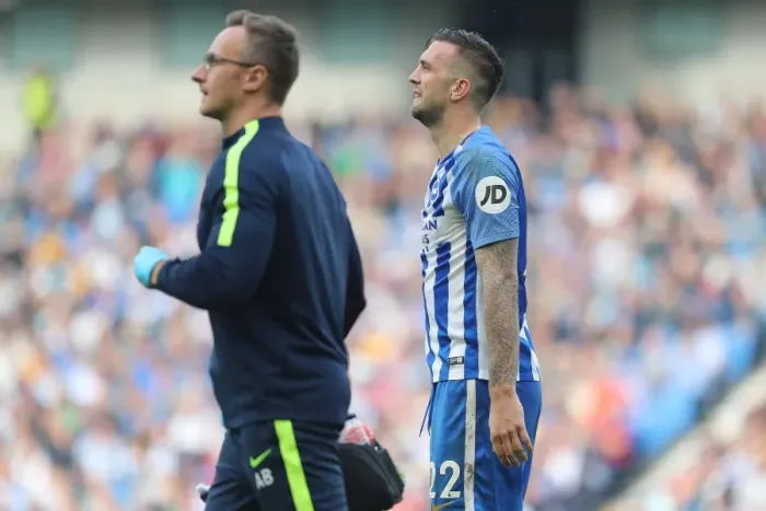 Framed Print : Brighton & Hove Albion: Shane Duffy Injured Against Everton (12th Aug 2017)