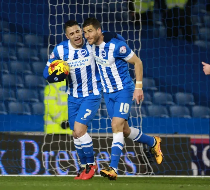 Framed Print : Brighton & Hove Albion: Tomer Hemed Scores Penalty Against Leeds United (29 Feb 2016)