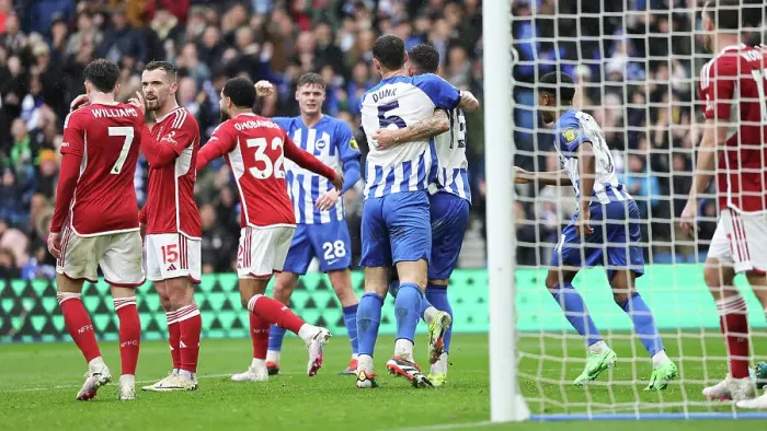 Framed Print : Brighton and Hove Albion v Nottingham Forest Premier League 10MAR24