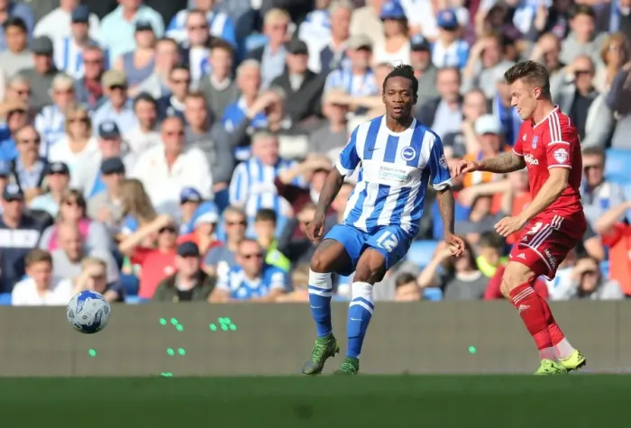 Framed Print : Brighton & Hove Albion vs. Cardiff City: Sky Bet Championship Showdown at American Express Community Stadium (October 3, 2015)