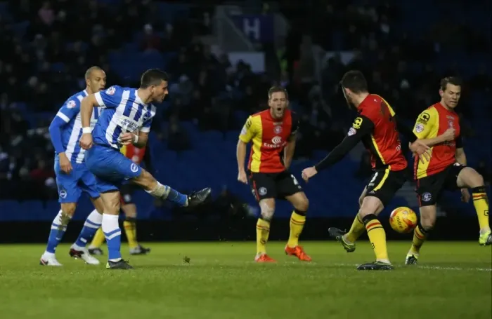 Framed Print : Brighton and Hove Albion vs. Birmingham City: Sky Bet Championship Showdown at American Express Community Stadium (November 28, 2015) Framed Print : Brighton and Hove Albion vs. Birmingham City: Sky Bet Championship Showdown at American Express Community Stadium (November 28, 2015)