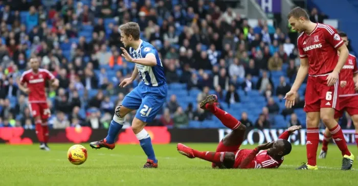 Framed Print : Brighton and Hove Albion vs. Middlesbrough: Sky Bet Championship Showdown at American Express Community Stadium (19DEC15) Framed Print : Brighton and Hove Albion vs. Middlesbrough: Sky Bet Championship Showdown at American Express Community Stadium (19DEC15)