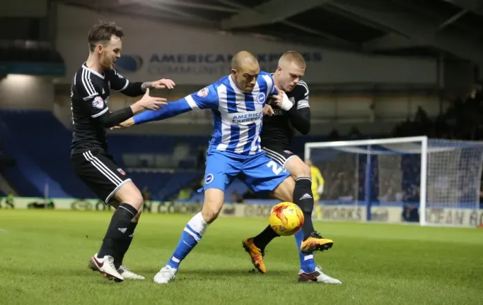 Framed Print : Brighton and Hove Albion vs. Brentford: Sky Bet Championship Showdown at American Express Community Stadium (05.02.2016) Framed Print : Brighton and Hove Albion vs. Brentford: Sky Bet Championship Showdown at American Express Community Stadium (05.02.2016)