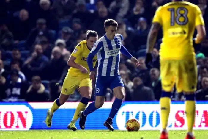 Framed Print : Brighton and Hove Albion vs. Leeds United: EFL Sky Bet Championship Showdown at American Express Community Stadium (December 9, 2016)