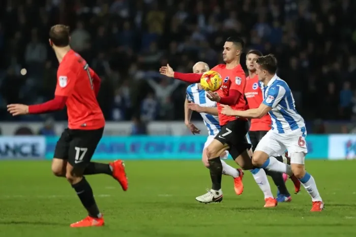 Framed Print : Brighton and Hove Albion vs. Huddersfield Town: EFL Sky Bet Championship Showdown at The John Smiths Stadium (02FEB17) Framed Print : Brighton and Hove Albion vs. Huddersfield Town: EFL Sky Bet Championship Showdown at The John Smiths Stadium (02FEB17)