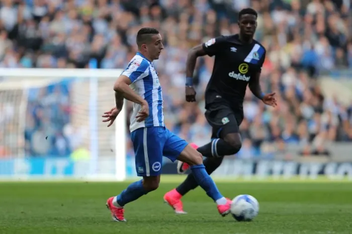 Framed Print : Brighton and Hove Albion vs. Blackburn Rovers: EFL Sky Bet Championship Showdown at American Express Community Stadium (April 1, 2017)