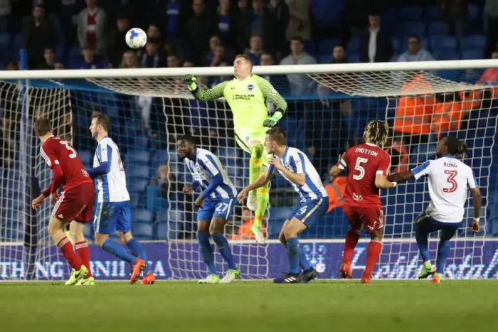 Framed Print : Brighton and Hove Albion vs. Birmingham City: EFL Sky Bet Championship Showdown at American Express Community Stadium (April 4, 2017)