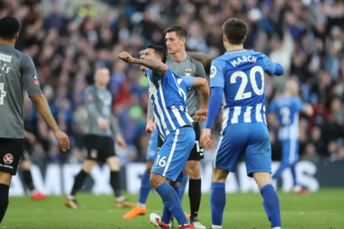 Framed Print : Brighton and Hove Albion vs. Coventry City: FA Cup 5th Round Battle at American Express Community Stadium (17FEB18) Framed Print : Brighton and Hove Albion vs. Coventry City: FA Cup 5th Round Battle at American Express Community Stadium (17FEB18)