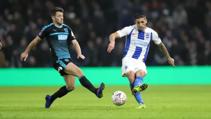 Framed Print : Brighton and Hove Albion vs. West Bromwich Albion: Emirates FA Cup Clash at American Express Community Stadium (26th January 2019)