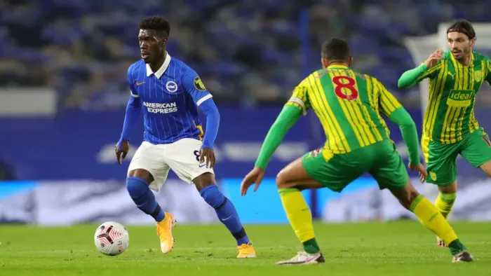 Framed Print : Brighton & Hove Albion vs. West Bromwich Albion: Premier League Battle at American Express Community Stadium (October 26, 2020)
