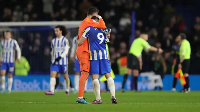 Framed Print : Brighton and Hove Albion vs. Tottenham Hotspur: A Premier League Clash at American Express Community Stadium (16MAR22)