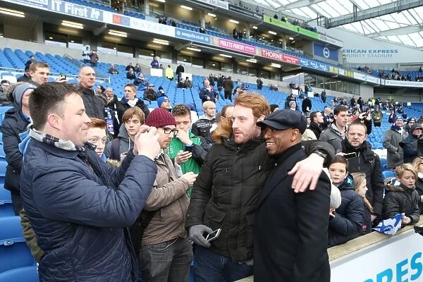 Brighton & Hove Albion vs Arsenal: Ian Wright Amidst Excited Fans at the FA Cup Match (25Jan15)