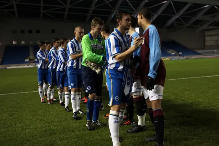 Framed Print : Brighton & Hove Albion vs. Aston Villa: 2011-12 FA Youth Cup Clash Framed Print : Brighton & Hove Albion vs. Aston Villa: 2011-12 FA Youth Cup Clash