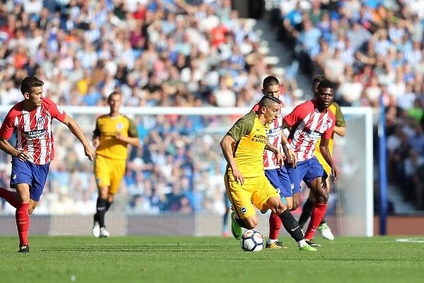 Brighton & Hove Albion vs Atletico Madrid: Knockaert in Action at the American Express Community Stadium (06AUG17)