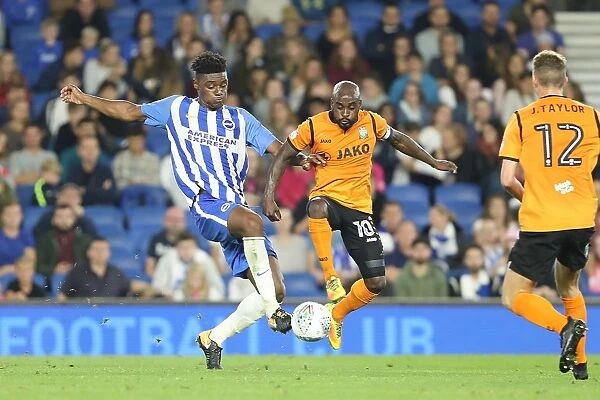 Brighton and Hove Albion vs Barnet: Intense Mid-Match Moment between Rohan Ince and Jamal Campbell-Ryce (22AUG17)