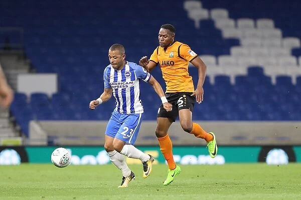 Brighton and Hove Albion vs Barnet: Intense Moment between Liam Rosenior and Jean-Louis Akpa Akpro in the EFL Cup Match (22AUG17)