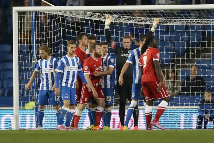 Framed Print : Brighton & Hove Albion vs. Cardiff City: 30 September 2014 (Cardiff City Home Game)