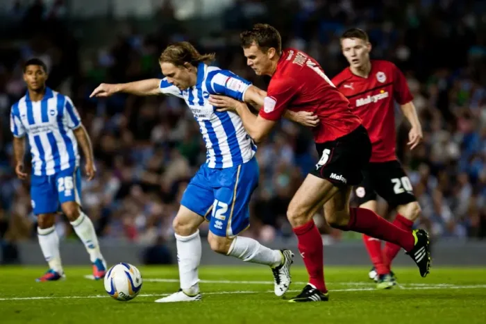 Framed Print : Brighton & Hove Albion vs. Cardiff City: Mackail-Smith and Turner in Action (August 2012) Framed Print : Brighton & Hove Albion vs. Cardiff City: Mackail-Smith and Turner in Action (August 2012)