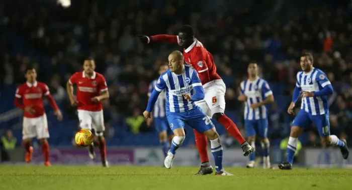 Framed Print : Brighton and Hove Albion vs Charlton Athletic: Sky Bet Championship Showdown at American Express Community Stadium (05DEC15)