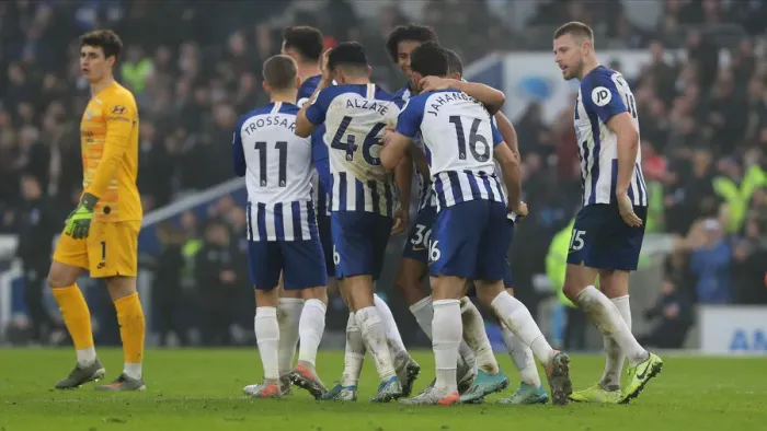 Framed Print : Brighton and Hove Albion vs. Chelsea: A Premier League Battle at American Express Community Stadium (01.01.20)