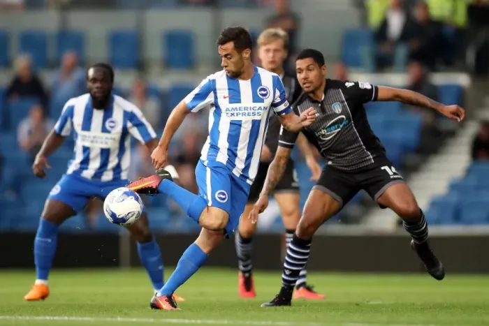 Framed Print : Brighton and Hove Albion vs Colchester United: EFL Cup Showdown at American Express Community Stadium (09.08.16) Framed Print : Brighton and Hove Albion vs Colchester United: EFL Cup Showdown at American Express Community Stadium (09.08.16)
