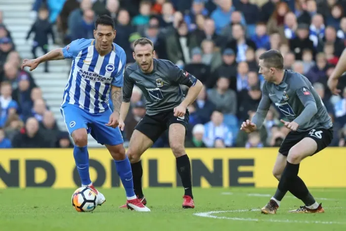 Framed Print : Brighton and Hove Albion vs Coventry City: FA Cup 5th Round Battle at American Express Community Stadium (17FEB18)