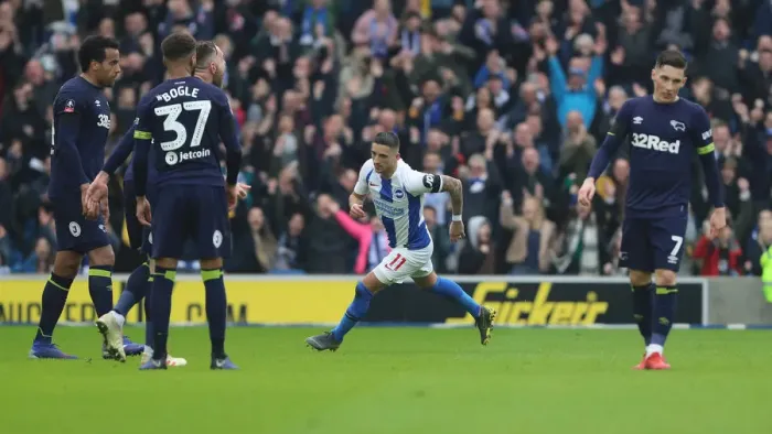 Framed Print : Brighton and Hove Albion vs. Derby County: FA Cup Battle at American Express Community Stadium (16FEB19) Framed Print : Brighton and Hove Albion vs. Derby County: FA Cup Battle at American Express Community Stadium (16FEB19)
