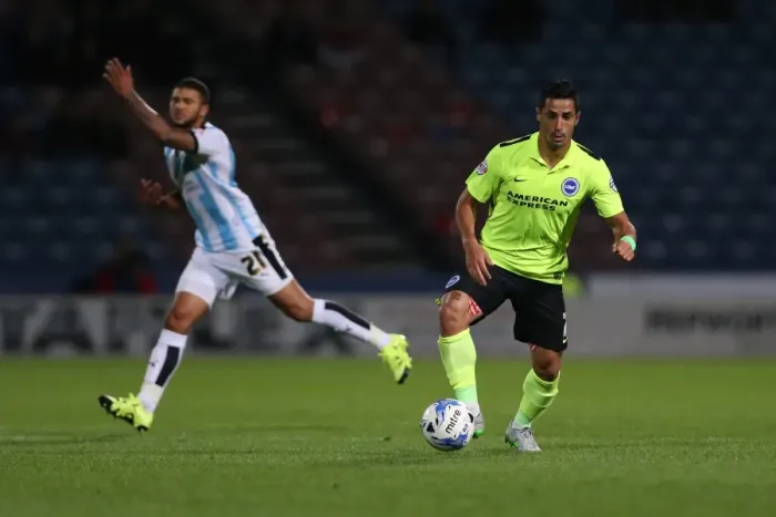 Framed Print : Brighton and Hove Albion vs Huddersfield Town: Sky Bet Championship Showdown at John Smiths Stadium (August 18, 2015)