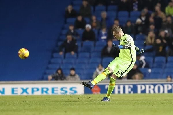 Brighton & Hove Albion vs Ipswich Town: David Stockdale Clears the Ball in EFL Sky Bet Championship Clash (14 / 02 / 2017)